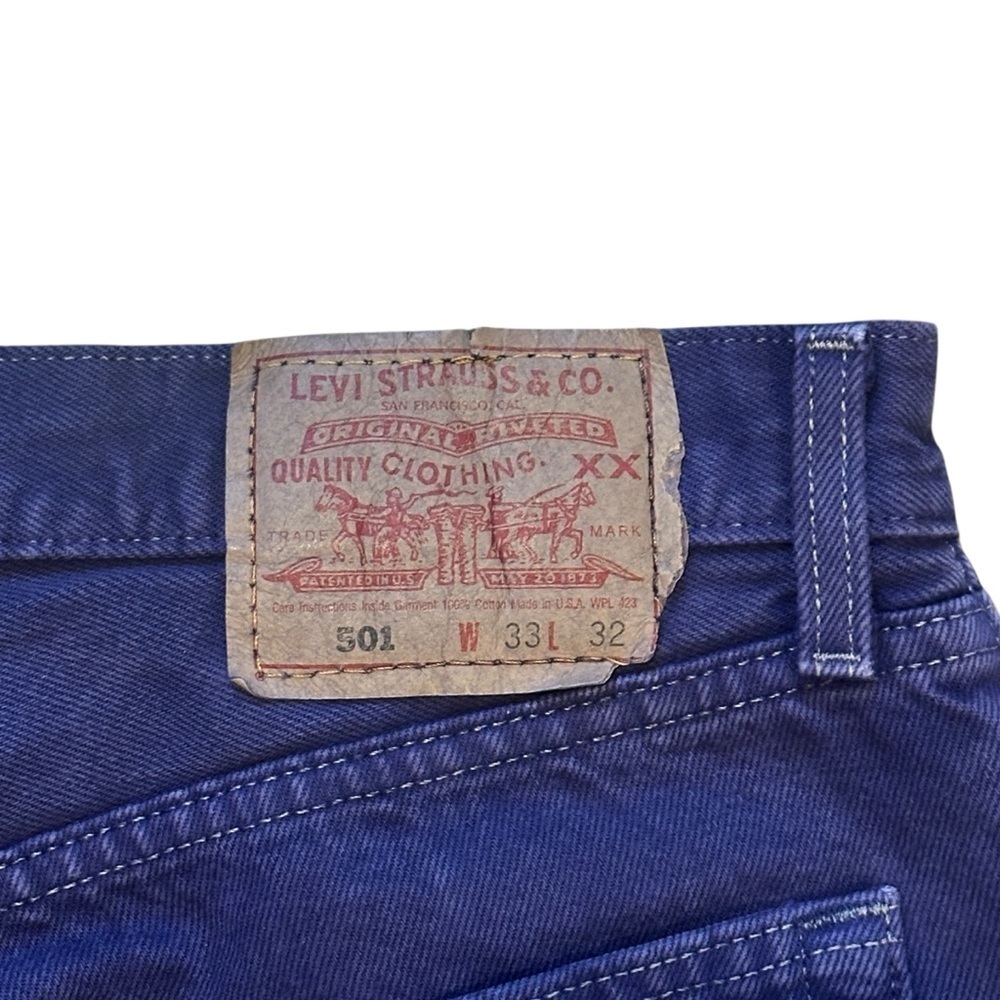 Vintage 1997 Levi’s 501 Purple Denim Made in USA Straight Leg Womens Jeans 33x32 - Picture 3 of 9